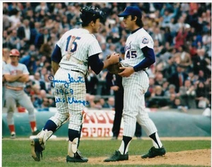 JERRY GROTE NEW YORK METS 1969 WS CHAMPS W/ TUG MCGRAW ACTION SIGNED 8x10 - Picture 1 of 1
