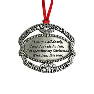 MERRY CHRISTMAS FROM HEAVEN Ornament Pewter Finish John W. Mooney 1990 3” No Box - Picture 1 of 4
