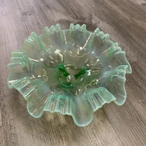 grüne opalisierende Glas Geister Blumenschale - Bild 1 von 4