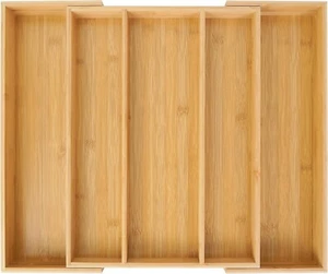 Bambus Besteckkasten Erweiterbar Schublade Organizer Utensilienhalter Verstellbar Aufbewahrung - Bild 1 von 8