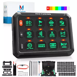 MICTUNING P1S RGB 12 Gang Switch Panel Toggle Momentary Strobe Pulsed Switch USA - Picture 1 of 24