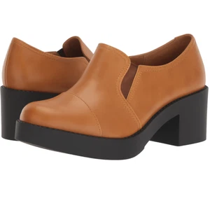 Bella Marie Camila-5 Women's Almond Toe Stacked Heel Patent Loafer Oxford Shoes - Picture 1 of 3