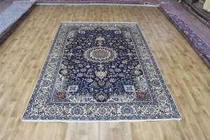 FINE HANDMADE NAIN CARPET WOOL AND SILK RUG CARPET FLORAL DESIGN 300 X 205 CM - Picture 1 of 18