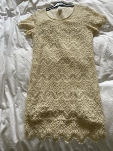 Vero Moda Ladies Party Dress Size M Cream Lacey VGC - Picture 1 of 7