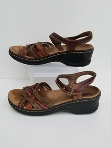 Clarks Bendables 6,5 W Keilabsatz Lederriemen Komfort Sandalen Schuhe - Bild 1 von 8