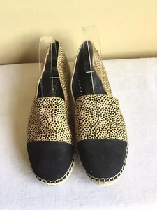 Womans Sole Society Leopard Spotted Calf Fur Slip On Espaderilles Flats Size 10M - Picture 1 of 6