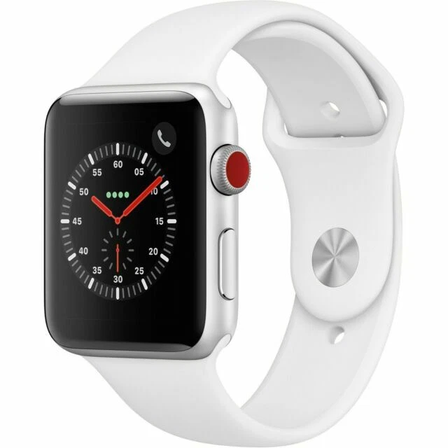Apple MTGR2LL/A Series 3 42mm Smartwatch - Silver Aluminum Case/White Sport Band