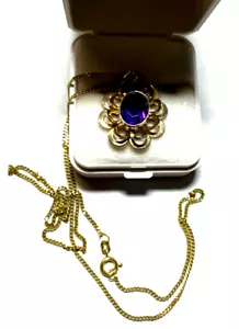 333 Gold 8 K Gelbgold Anhänger TEKA Amethyst Gelbgold Panzerkette Juwelier - Bild 1 von 11