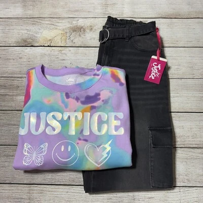 Traje de justicia para niñas talla 18. ¡NUEVO CON ETIQUETAS! Sudadera Tie Dye y Jeans Carga Negros. Foto 1 de 4