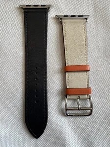 Apple Watch Hermès - 44 mm Cinturino Indaco/Gesso/Arancione Veloce Pelle Singolo Tour. - Foto 1 di 14