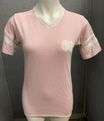 Augusta Sportswear T-Shirt Womens Small Pink White Stripe Short Sleeve V-Neck - Image 1 of 4