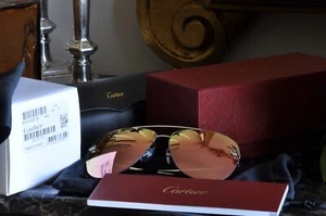 NOS Occhiali Cartier ESW00175 001 Panthere oro 60[ ]13 NEW never used FULL SET - Picture 1 of 12