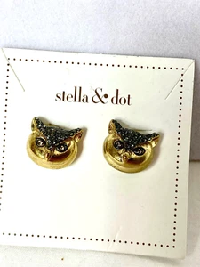 Stella and Dot Pavé Owl Studs New on Card Retail $39 - Picture 1 of 5