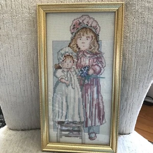 FREIZEITKUNST # L647 fertig gerahmt KREUZSTICH MEIN KLEINES MÄDCHEN - Bild 1 von 4