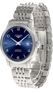 Reloj para hombre Longines Record 38,5 mm automático SS esfera azul L2.820.4,96.6 - Imagen 1 de 5