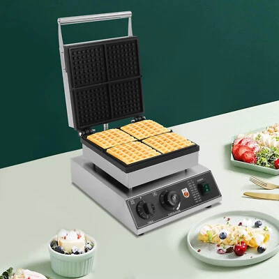 Square Teflon Waffle Mould Temperature & Time Control 1750w Waffle Maker 4 Slice - Image 1 of 4