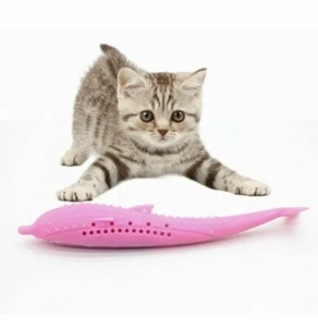 Cat Artificial fish Toothbrush Catnip Chew Interactive Dental Clean Teeth Toy Z2 - Picture 1 of 5