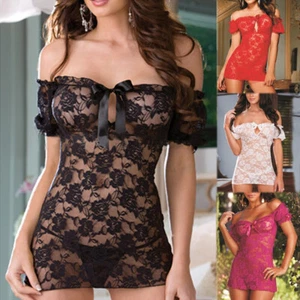 Sexy Women Lingerie Teddy Babydoll V Neck Sleepwear Underwear Chemise Mini Dress - Picture 1 of 20