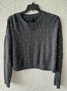 Sudadera Top BELLE VERE Gris Oscuro Plateado Tachonada Recortada Talla GRANDE ¡IMPRESIONANTE!!¡! - Imagen 1 de 6