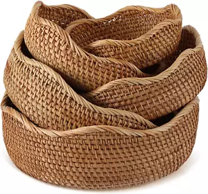 5 Pcs round Rattan Basket Bread Baskets for Serving Natural Wicker Bowl Basket W - Picture 1 of 7
