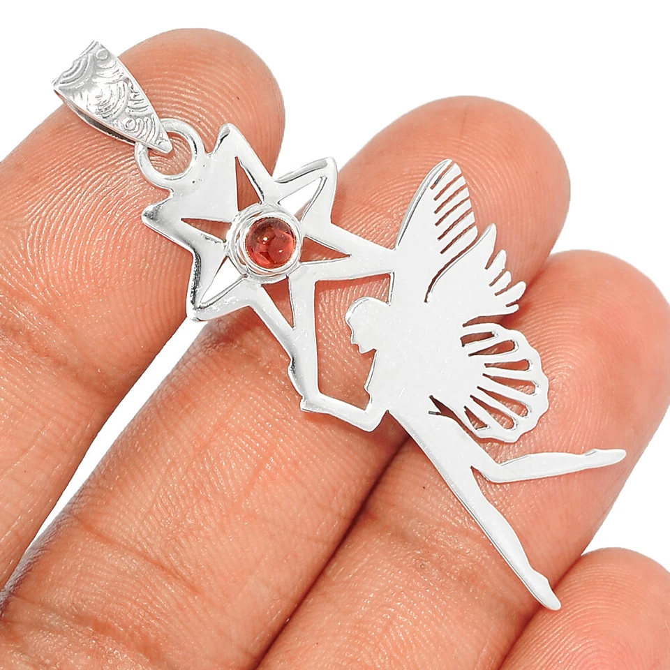 Estrella de hadas - Granate natural - Madagascar 925 plata colgante joyería CP9934 Foto 1 de 1