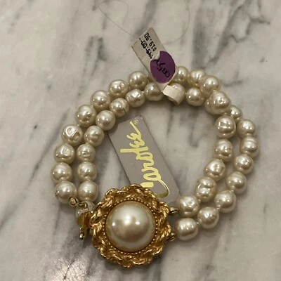 STUNNING CAROLEE BAROQUE WHITE PEARL & GOLD TONE BRACELET NEW WITH TAGS - Image 1 of 4