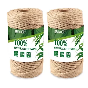 100% Natural Pure Jute Rope Twisted Cord Twine Sash -4 Ples - 6mm thick - Picture 1 of 7