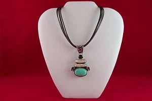 Antique Style Bold Necklace Genuine Fresh Water Pearls Amethyst Topaz - Picture 1 of 1