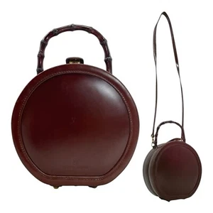 Vintage 80s 90s ETIENNE AIGNER Leather Handbag Lucite Box Bag Crossbody Round - Picture 1 of 24