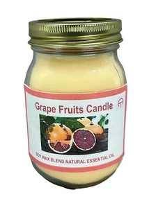 Premium 15% Orange Grapefruit Scented Soy Wax Candle 14oz Jar / Perfume Candle - Picture 1 of 4