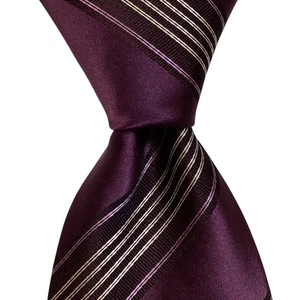 ERMENEGILDO ZEGNA ***** Herren Seidenkrawatte ITALIEN Luxus GESTREIFT lila/grau EUC - Bild 1 von 3