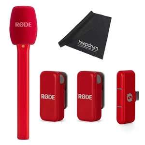 Rode Wireless Micro Mikrofon-System USB-C Rot mit Interview Micro Rot und Tuch - Picture 1 of 9