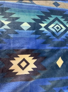 Native American Style 2 Ply Plush Reversible Throw Blanket Baby-Kid Blue - Picture 1 of 6
