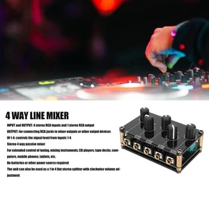 Mini Stereo 4 Channel Line Mixer Low Noise Professional 4 Channel Passive Mi NEW - Afbeelding 1 van 12