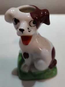 Vintage MADE IN JAPAN Porcelain Puppy Dog Stamp Wetter / Vase (Unknown) 3" Tall - Picture 1 of 7