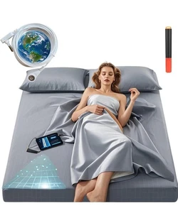☁️Grounding Sheets King Size 90% Cotton + 10% Silver Fiber Earthing Fitted Sheet - Picture 1 of 8