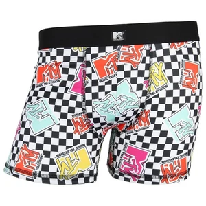 MTV Men's Music Television Allover Logo Checkered Adult Boxer Briefs Underwear - Picture 1 of 4