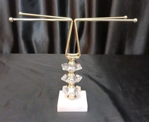 VINTAGE GOLD METAL MARBLE FREE STANDING TOWEL/ WASHCLOTH /JEWELRY HOLDER MCM - Picture 1 of 17