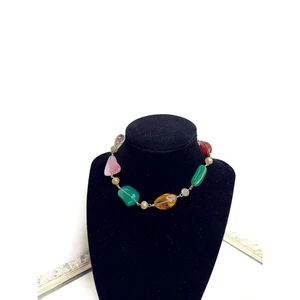 Vintage Real colorful Stones wire choker necklace - Picture 1 of 10