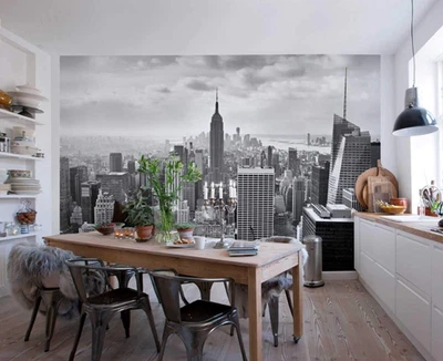 368x254 cm Gigante Mural Papel Pintado Nueva York Blanco y Negro Decoración Habitación Arte Foto 1 de 4