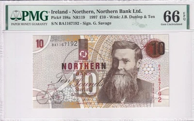 Northern Ireland 10 Pounds 1997 P-198a PMG 66 EPQ UNC banknote - Image 1 of 4
