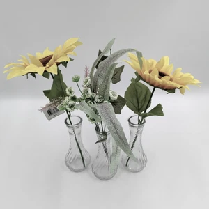 NEW 3-Piece Clear Glass Flower Vases 6" inches Tall 3" inch Base - Picture 1 of 3