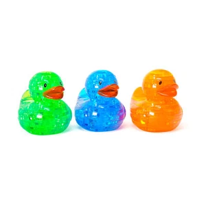 3D Crystal Puzzle - Deluxe Rubber Ducks 3-Pack (Neon Orange/Green/Blue): 129 Pcs - Picture 1 of 7