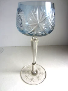 Vintage 8" Pale Blue Crystal Wine Hoc Goblet Cut to Clear - Picture 1 of 6