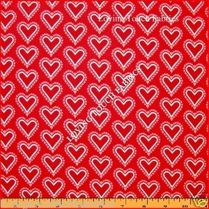 VALENTINSTAG ROMANTISCH NUR HERZEN LIEBE STOFF 1/2 YD 18" X 44" ROT - Bild 1 von 1