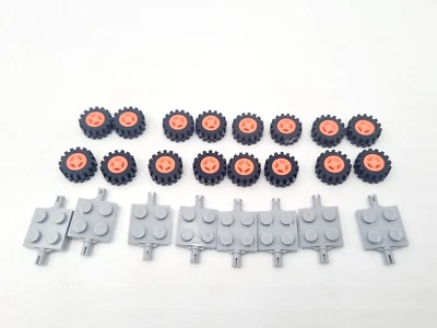 Lego Reifen Räder Achsen 4624 3641 16x + 8 Aufhängung Befestigung 4600 coral - Bild 1 von 2