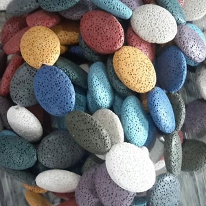 Natural Lava Beads Flat Oval 26x19mm Mixed Colours Free Postage Oz Seller - Bild 1 von 3