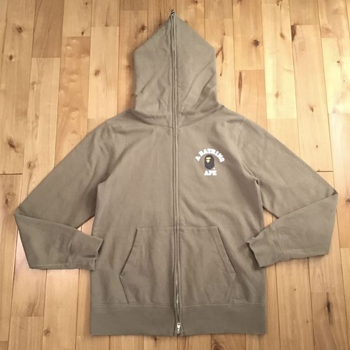 A BATHING APE (BAPE) AUTENTICA FELPA CON CAPPUCCIO FULL ZIP A BATHING APE BAPE COLLEGE ONE POINT BEIGE XL