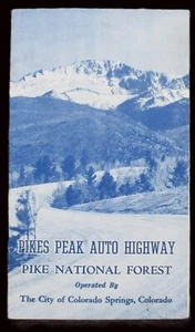 Folleto de viaje vintage PIKES PEAK AUTO HIGHWAY - PIKE NATIONAL FOREST Colorado - Imagen 1 de 4