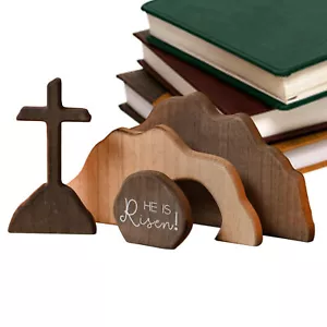 Easter Resurrection Scene Set, Easter Wooden Decorations Religious For The Home - Picture 1 of 10